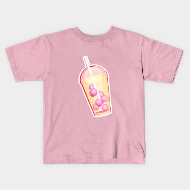 Pink Pearl Milk Tea Kids T-Shirt by AKdesign